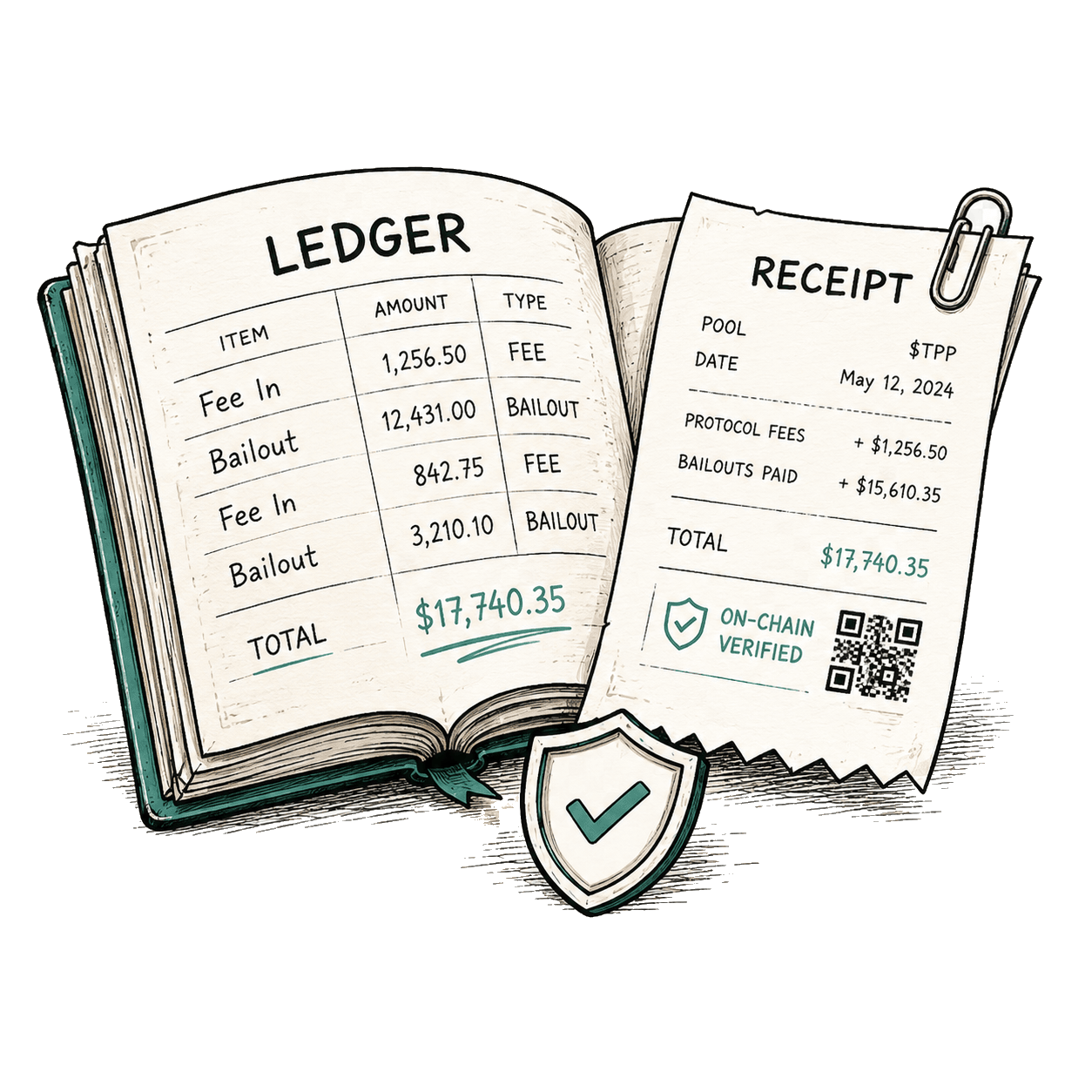 Open ledger and receipt, on-chain verified