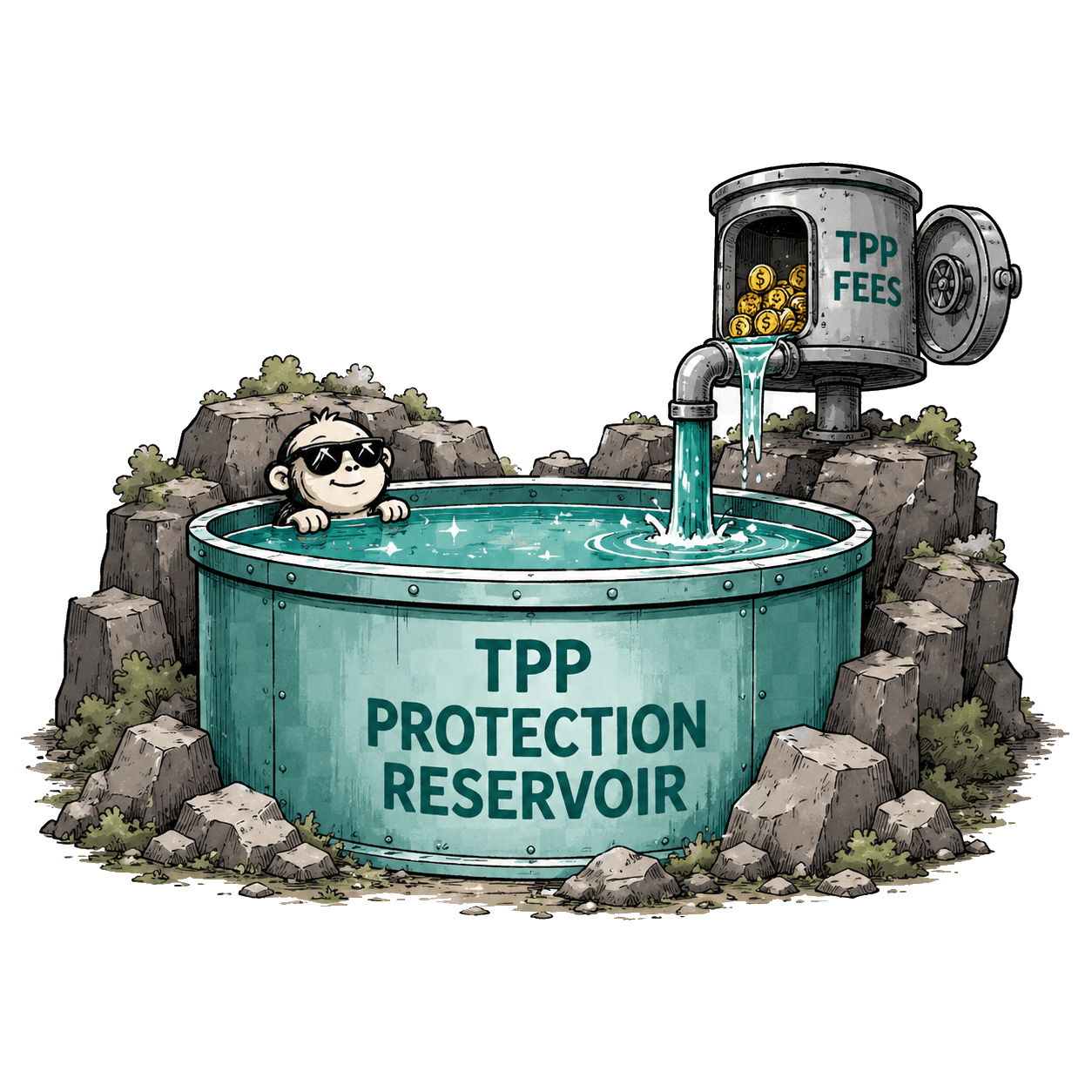 Fees flowing from trades into the Protection Pool reservoir